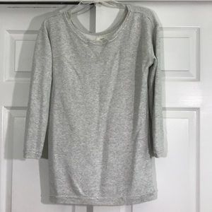 aerie Scoop Neck 3/4 Sleeve Gray Sweater M